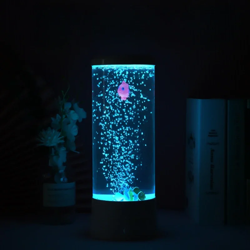 Simulated LED Colorful Large Bubble Fish Light Bedroom Atmosphere Light USB Plug Night Light Living Room Night Light Decoration