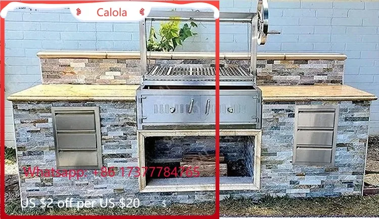 Villa Courtyard Large BBQ Stand American Style Outdoor Meat Roasting Grill