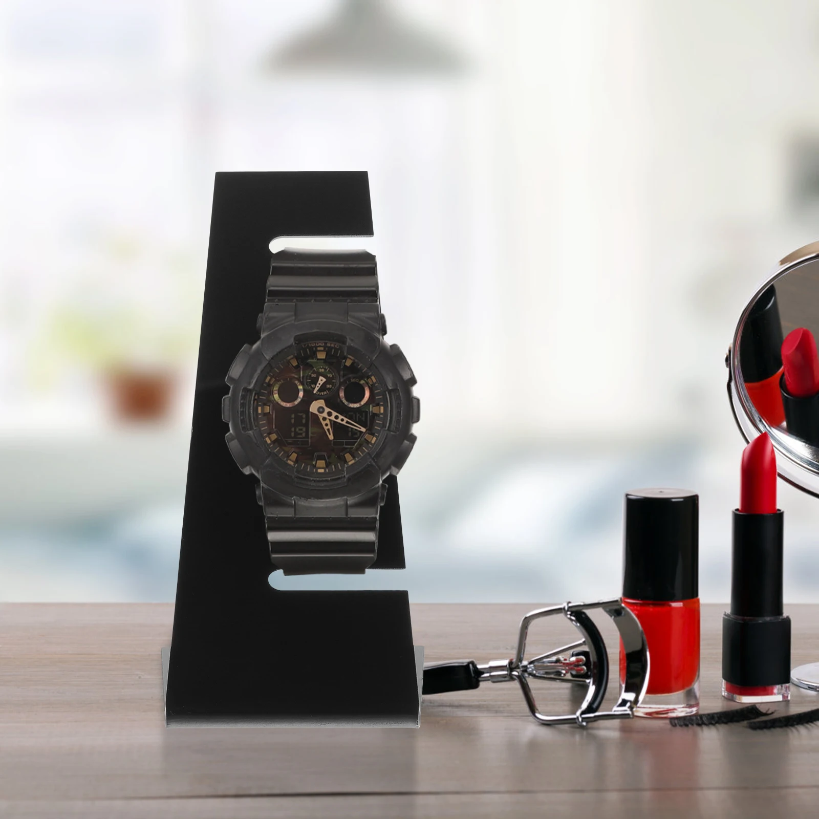 

Watch Display Stand Bracelet Holder Jewelry Storage Organizer Black Acrylic Home Store Display Rack For Watches Accessories