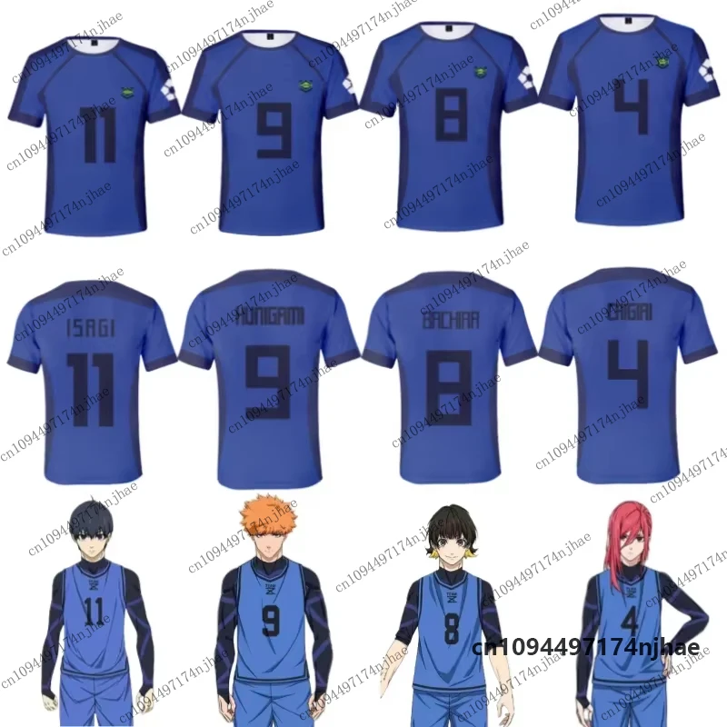 Blue Lock Anime Japanese Isagi Yoichi Football Jersey T-shirt For Men Women Cosplay Hyoma Chigiri Meguru Bachira Tees Sports Top