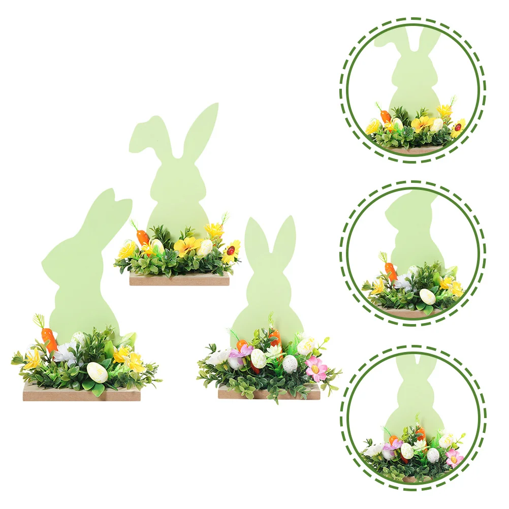 

3Pcs Easter Wood Bunny Table Decoration Compact Lightweight Spring Indoor Outdoor Decorative Tabletop Centerpiece