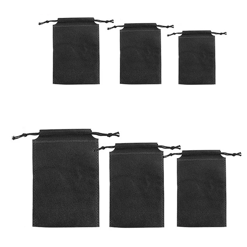 Shoe Dust Covers Non-Woven Dustproof Drawstring Black Drawstring Storage Bag Travel Pouch Shoe Bags Drying Shoes Protect