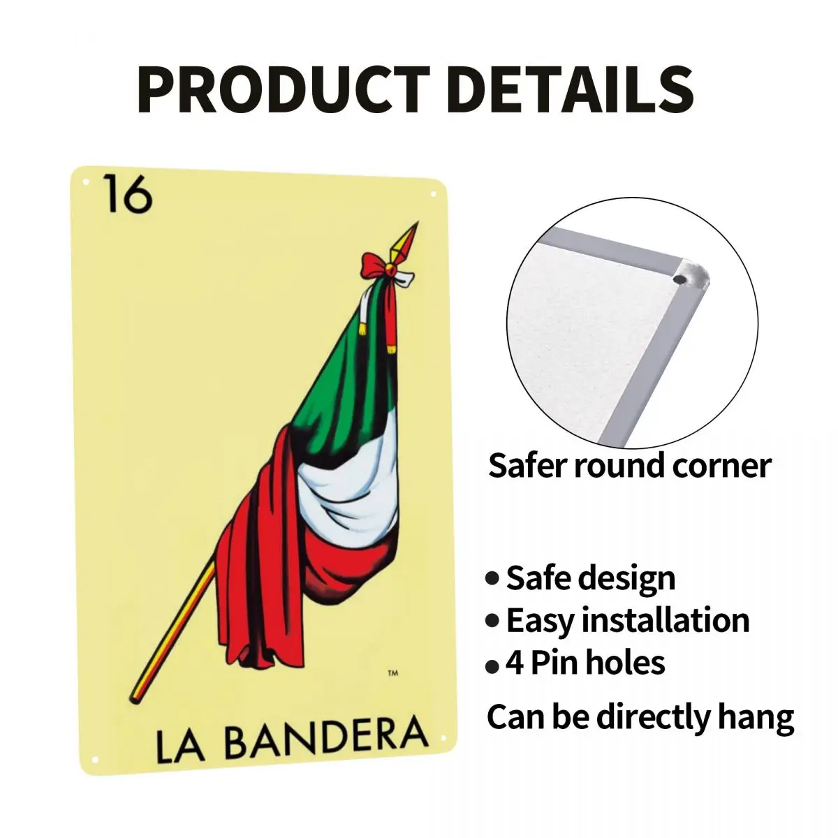 الرجعية لا بانديرا العلم بطاقة اللوتيريا المكسيكي البنغو اليانصيب معدن القصدير تسجيل مستطيل علامات اللوحات حانة مقهى ساحة جدار ديكور فني #4