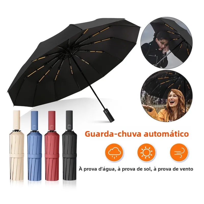 Guarda Chuva Automático Sombrinha Proteção Dobrável 24 Ossos Portátil e durável, adequado para todas as condições climáticas