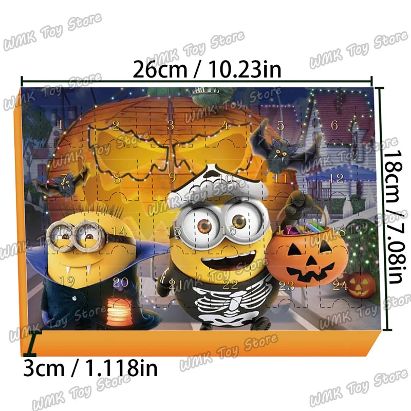 Miniso Despicable Me Minions Christmas Advent Calendar Box Minions Figurka akcji Kalendarz bożonarodzeniowy Model Zabawka na prezenty dla dzieci