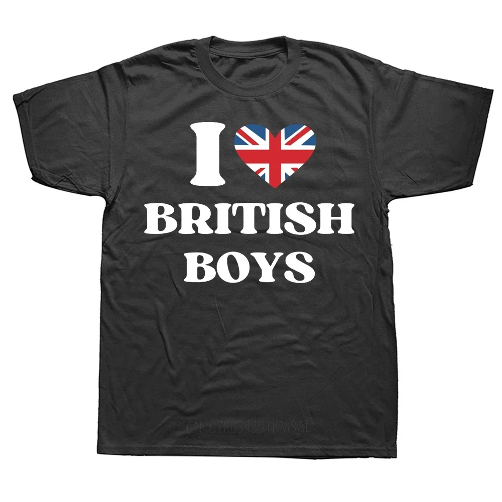 Funny I Love British Boys T Shirts Graphic Cotton I Red Heart British Boys Britain United Kingdom Gifts Summer T-shirt Men