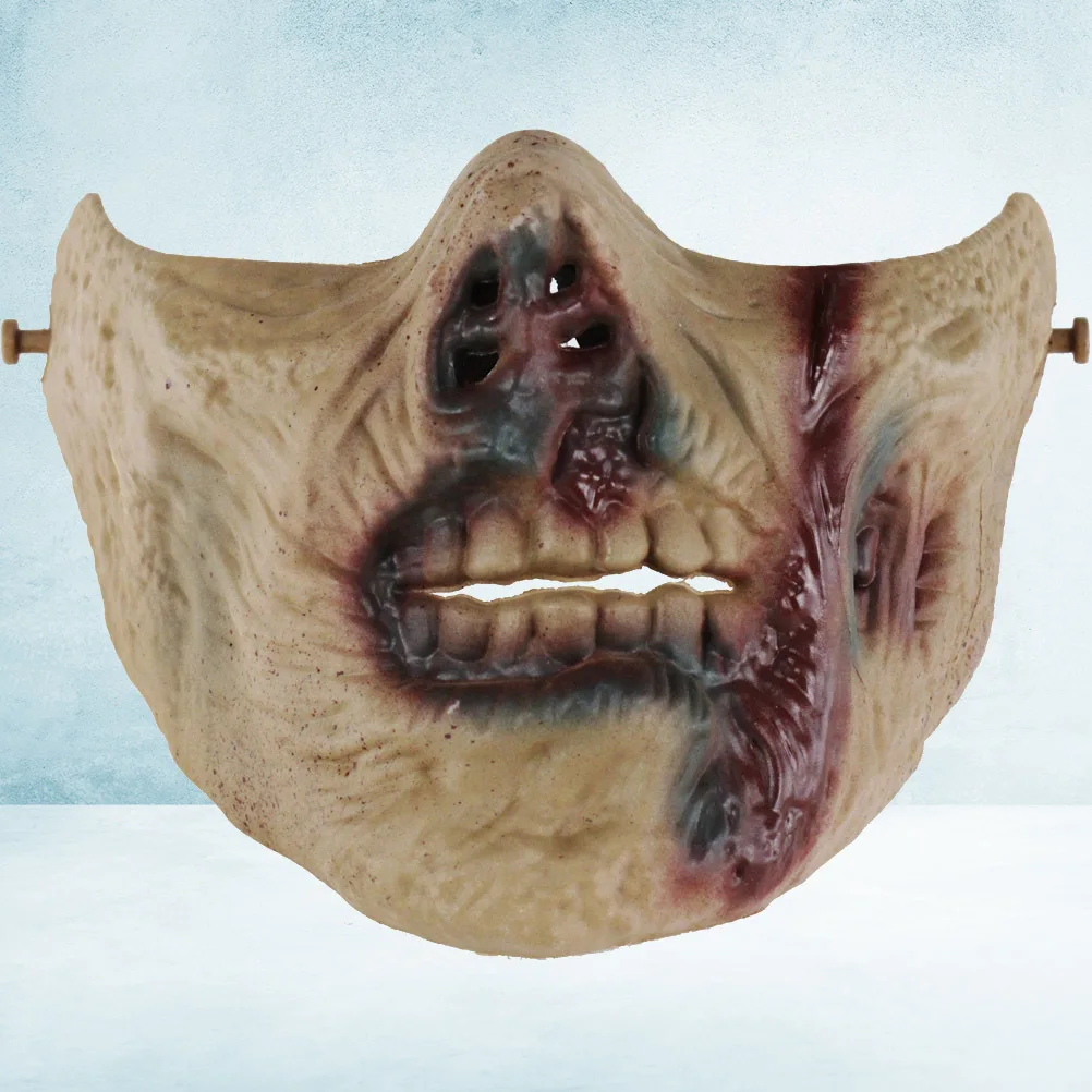Máscara de media cara de zombis, máscara protectora de calavera para fiesta de Halloween, Cosplay, mascarada, Carnaval, deportes al aire libre