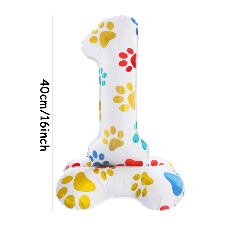 1Pc New 16 Inch Dog Paw Pattern Base With Numbers 0-9 Aluminum Film Balloon Pet Birthday Party Decoration Item