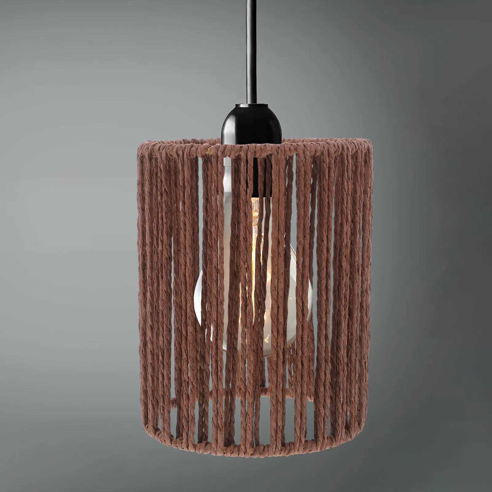 Mini Cylindrical Paper Rope Woven Lampshade for E27 Floor, Pendant & Wall Sconces – Boho Style Light Cover