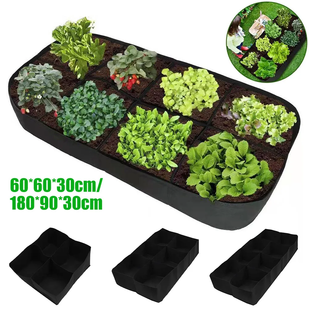 Fabric Raised Garden Bed 8 Grid Garden Plant Planting Bag Reusable Felt Planting Bed Rectangular For Growing Herbs And Flowers