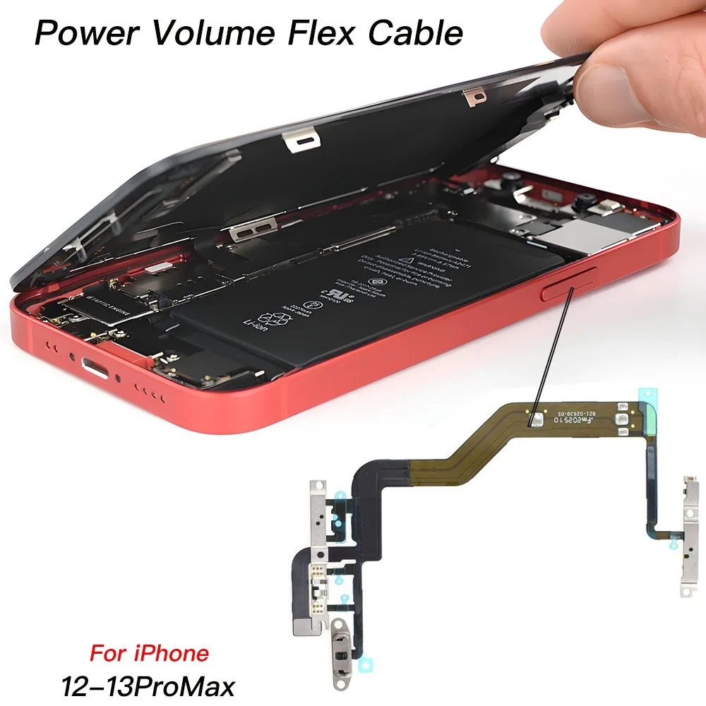 

Гибкий кабель кнопки регулировки громкости для iPhone 12 13 Mini Pro Max — лента для включения/выключения клавиатуры с металлическим кронштейном, запасная часть