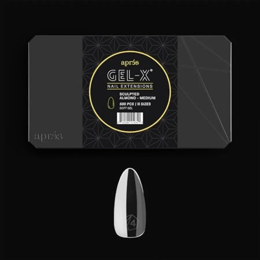 Pudełko Tipsów GelX Sculpted Almond 500 szt. Miękkie tipsy żelowe 11 rozmiarów 009 Premium Quality Sculpted Almond Medium 500 szt.