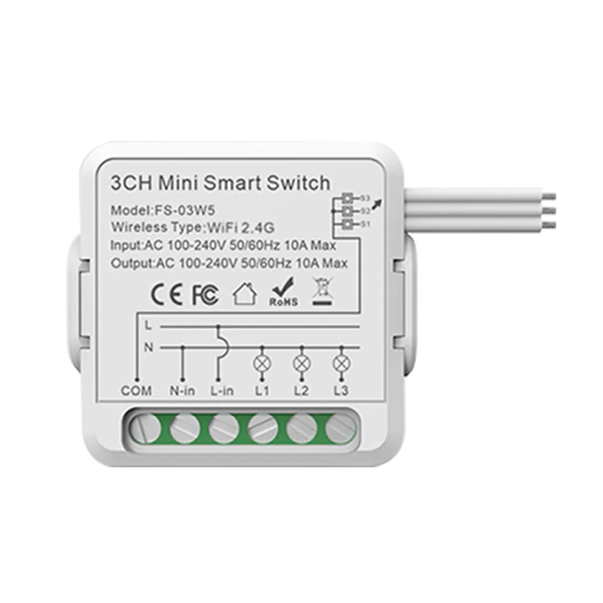 Modul Sakelar Relai WiFi 10A 3 / 4 Saluran AC100-240V Bekerja dengan Sakelar Pintar Mini Alexa Home