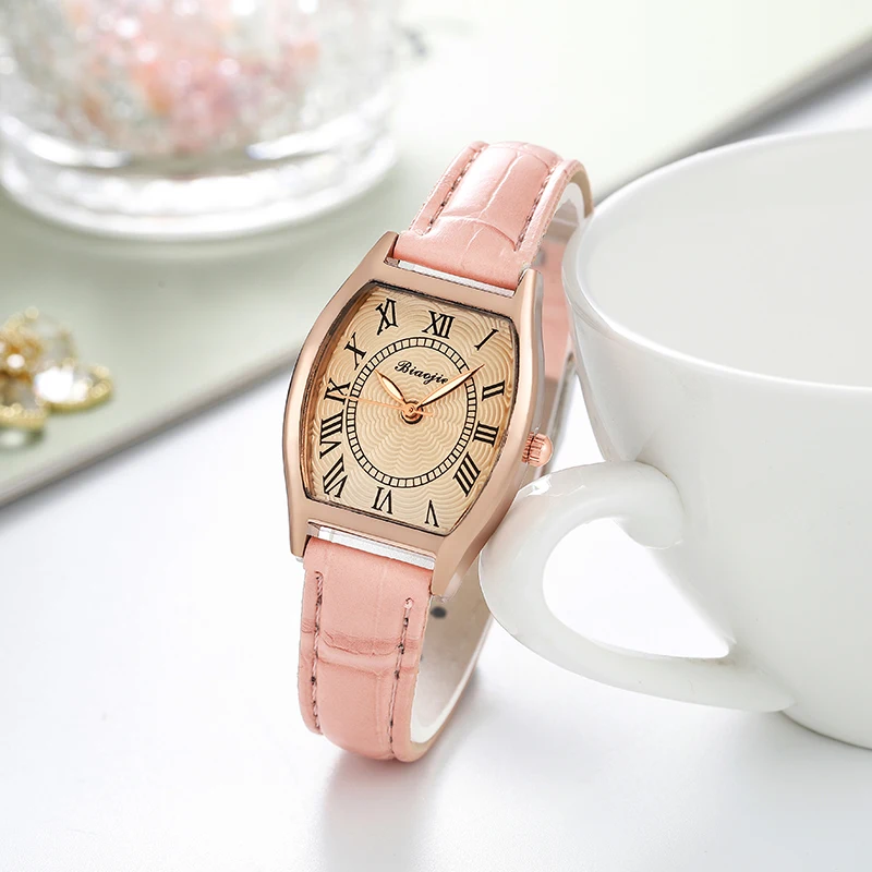 Novo no mercado de comércio exterior simples roman praça relógios senhoras e meninas quartzo cinto tan watch15