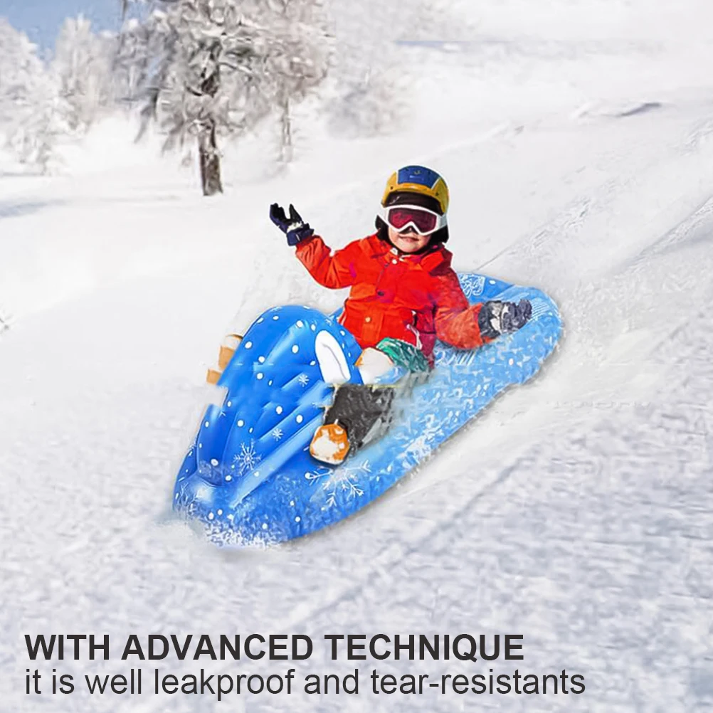 

Foldable Inflatable Snow Tube Pvc Material Portable Lightweight Easy Inflate Deflate Sturdy Handles Snow Sled Skiing Winter Fun