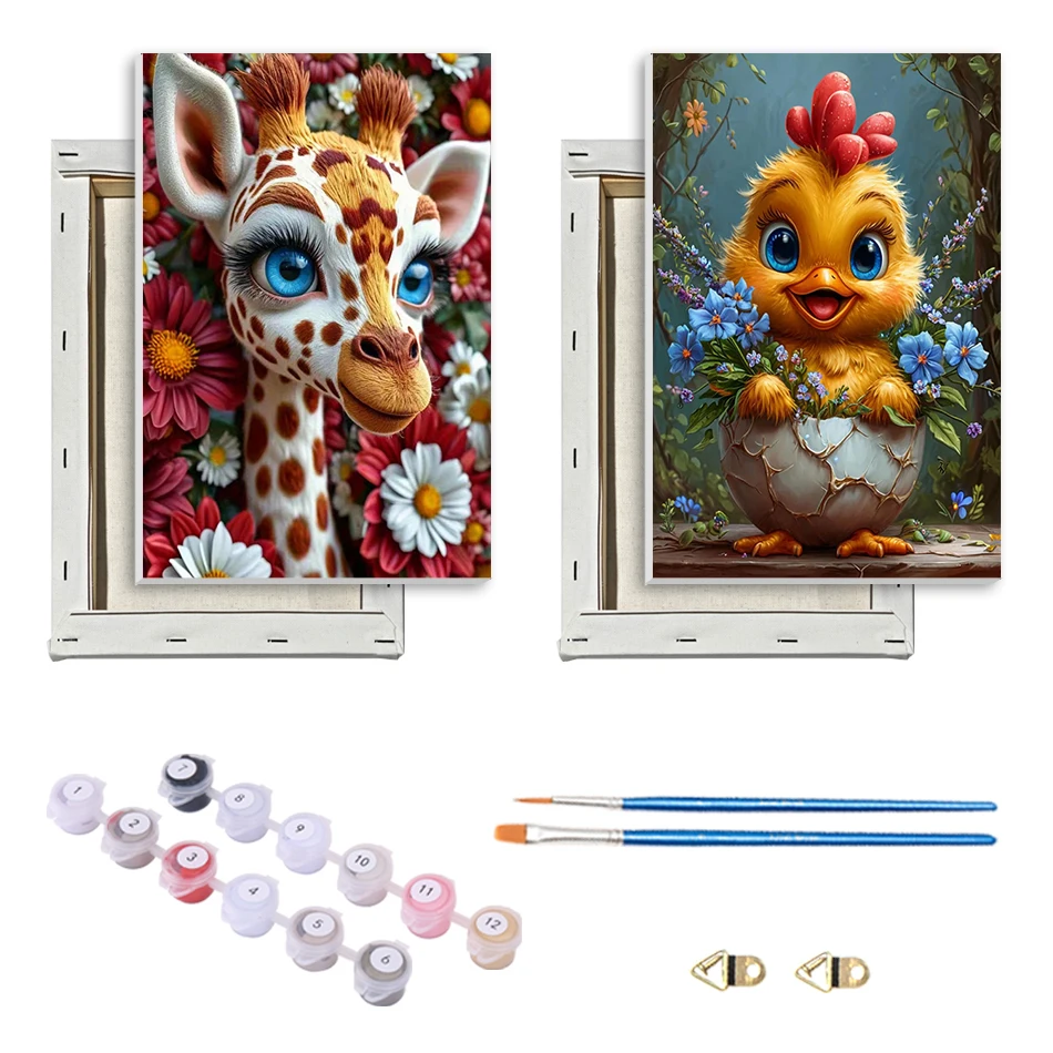 

SDOYUNO Painting Paints By Numbers Easy Drawing Draw For Beginner Animals Acrylic Paints 20x30cm With Frame Arts Crafts Handmade