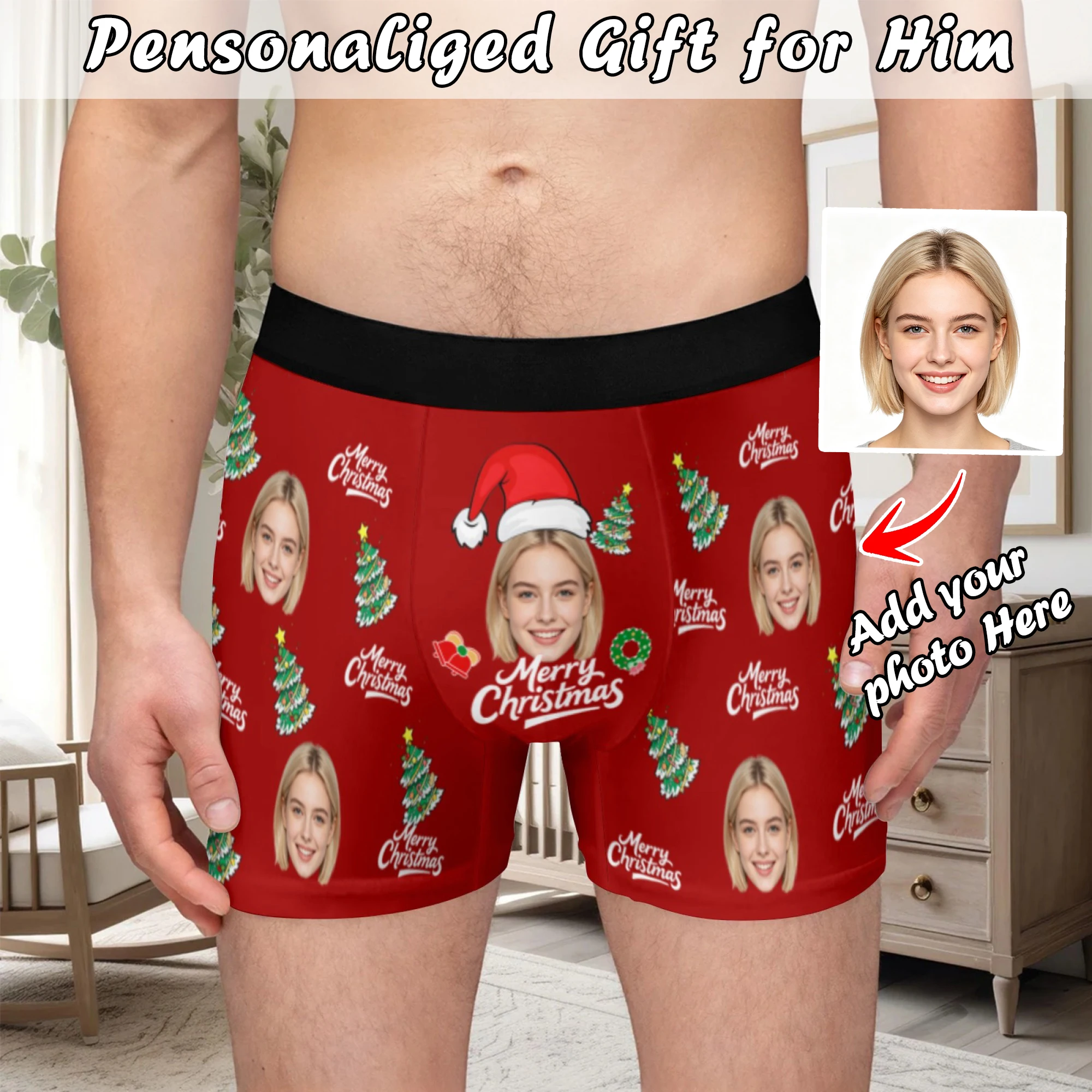 Custom Valentine Day Boxers For Men Personalized Men Underwear Custom Boxer Briefs Funny Face Gift For Boyfriend Husband