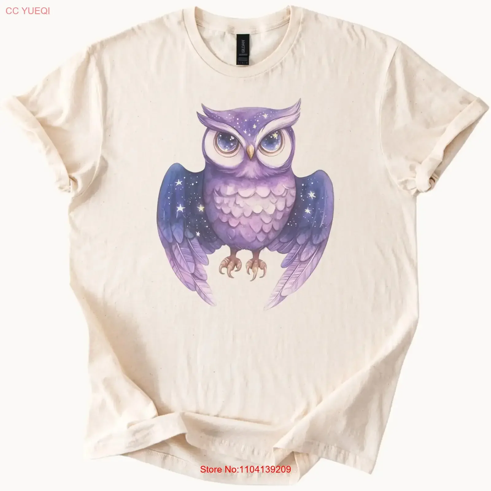 Purple Galaxy Owl T Shirt Celestial Starry Night Bird vintage Washed Soft Comfortable Breathable Stylish fashion graphic