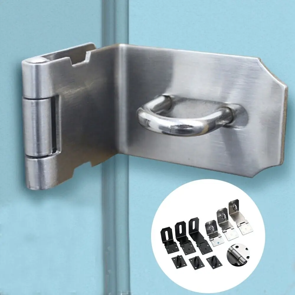 Stainless Steel Padlock Clasp Gate Hasp Staple Door 90 Degrees Latches Lock Shed Latch Household Burglar-proof Hardware
