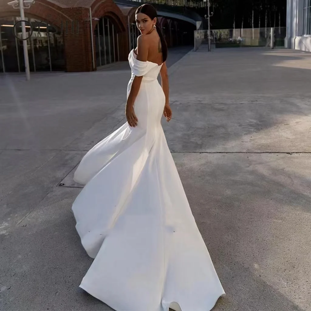 OYISHA eleganti abiti da sposa a sirena a cuore per le donne una spalla senza schienale Sexy con spacco laterale alto abito da sposa Robe De Mariee