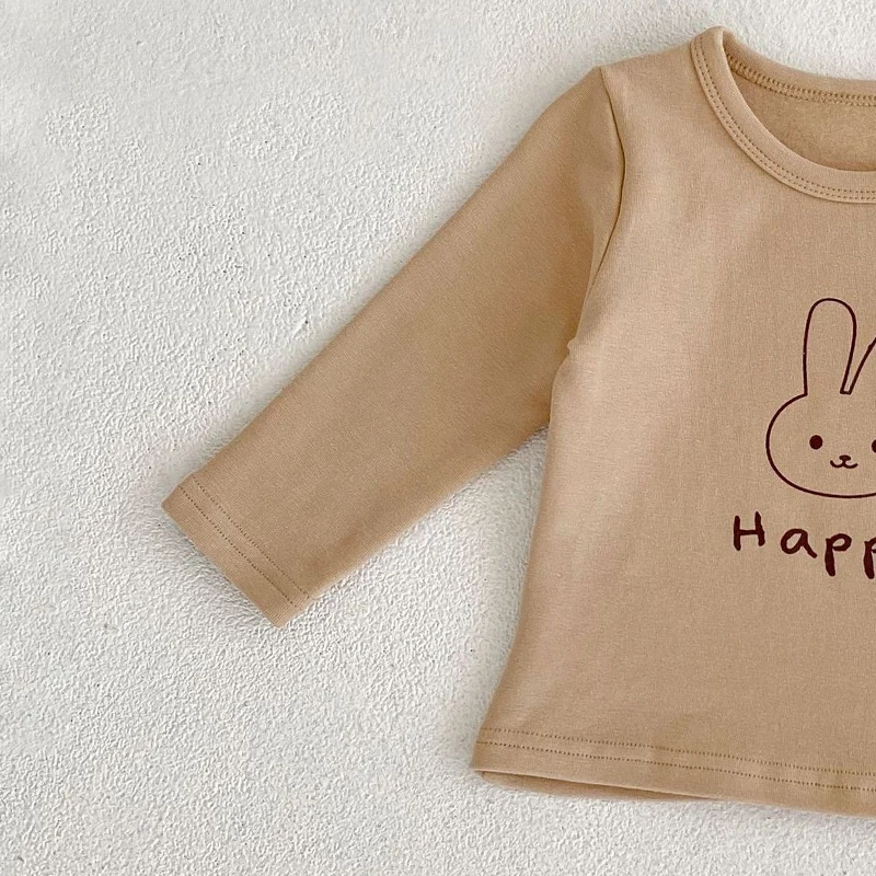 New autumn baby clothing, 0-3 year old girls, t-shirt round neck long sleeved base shirt, rabbit print top