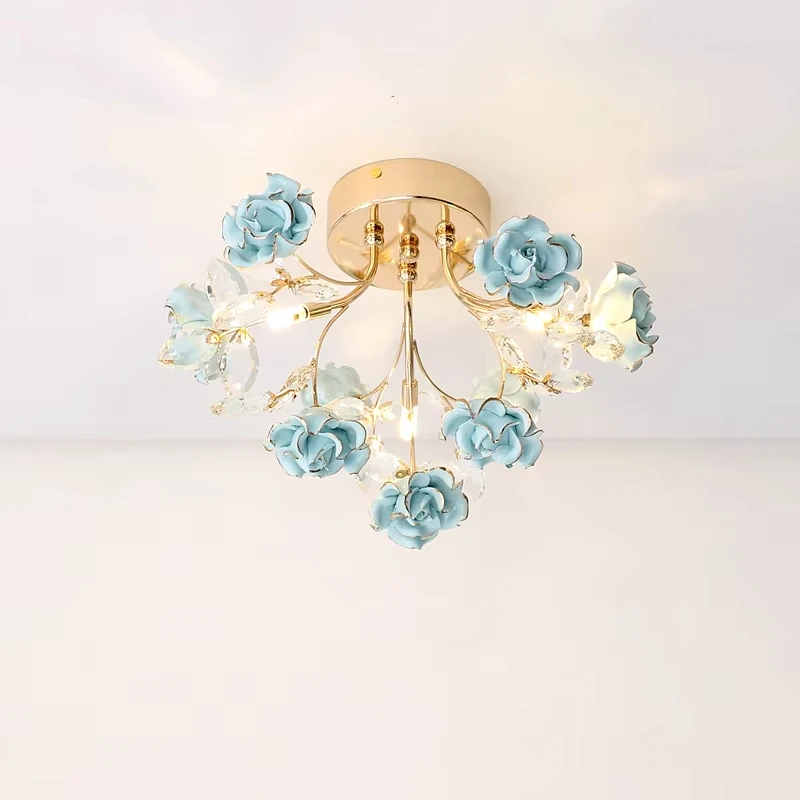French style countryside ceiling lamp, foyer lamp, dressing room flower