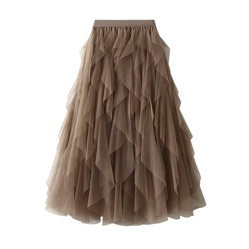 Korean Edition High Waist Half Skirt, Elastic Waist, Versatile, Pleated skirt mini skirt mid length skirt A-line skirt
