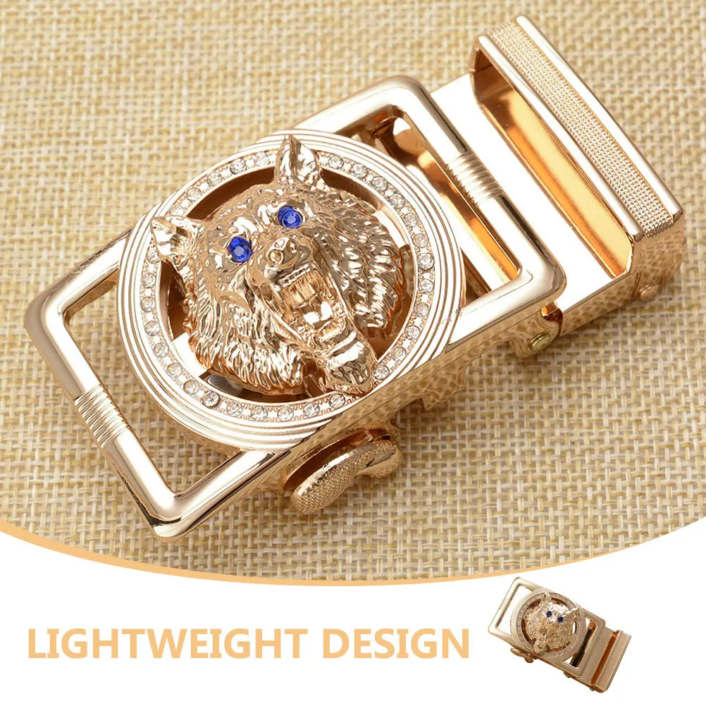 Klamra do paska z głową wilka, męska, ze stopu, zamiennik, ozdobna do jeansów, elegancki, prosty design, gładka powierzchnia.