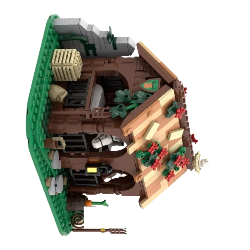 431-Piece MOC Building Blocks Kit - Forestmen Stables Model, Unique Architectural Toy, Perfect Holiday Gift for Architecture Ent