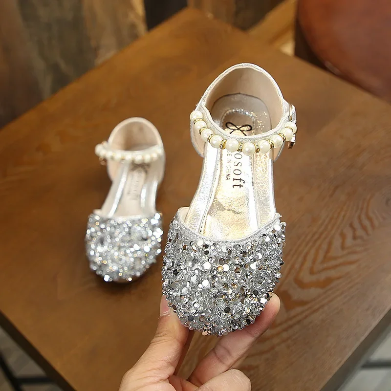 Girl Shoes Summer Child Sandals Baby Crystal Breathable Princess Shoes Kid Dance Performance Prop Shoes Party Low Ceremony Shoes