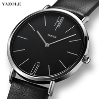 YAZOLE Watch Men Fashion Quartz Wristwatches Ultra-thin Watch With Leather Strap Casual Simple Men Waterproof Watches