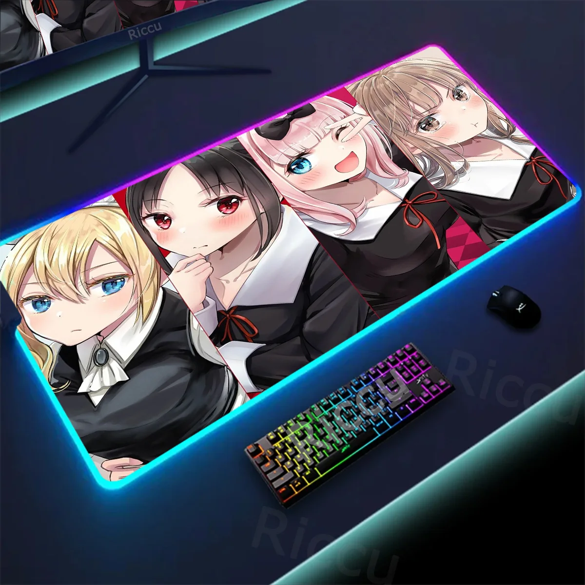 Mousepad Kaguya-sama Love Is War RGB Mouse Pad Desk XL Mat Gamer Keyboard Accessories Large Mouse Carpet Cabinet HD Printing Mat