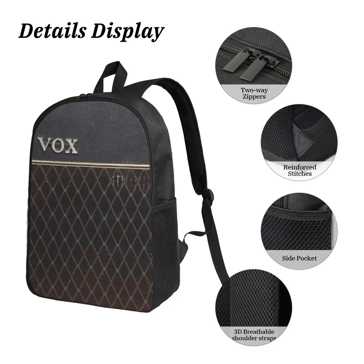 Vox AC30 앰프 배낭 학생 소년 소녀 BookBag 학교 가방 노트북 어깨 가방 3ps 절연 점심 가방 연필 케이스