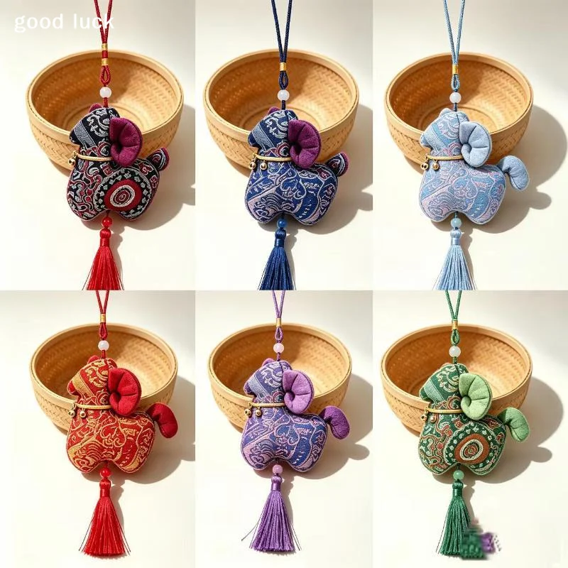 AnswerChinese Zodiac Sheep Plush Toy Brocade Lamb Doll Tassel Horns Lucky New Year Gift Home Decoration Soft Stuffed Animal