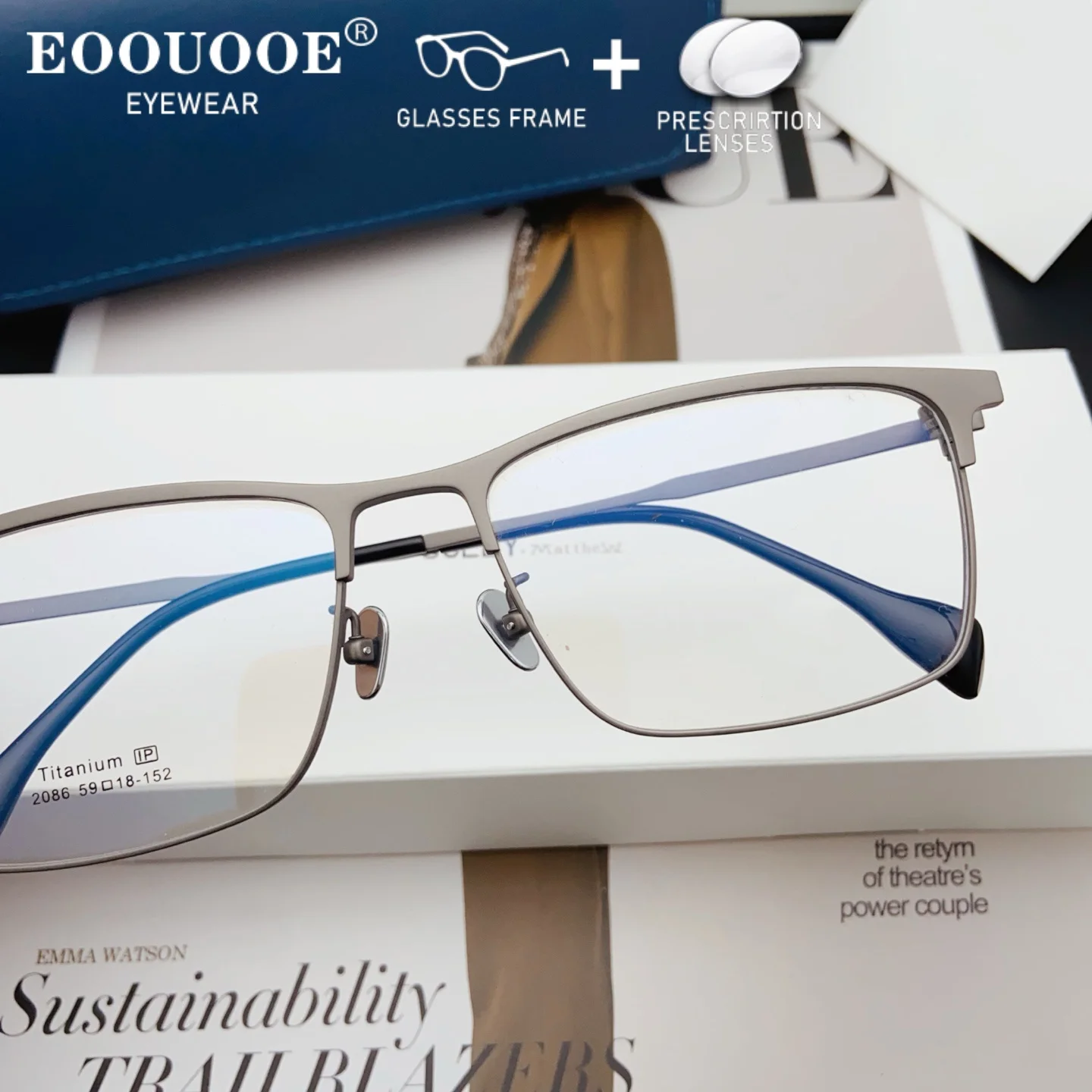 Scratch-Resistant UV Protection Lenses Pure Titanium Men's Optical Glasses Myopia Eyewear Office Prescription Progressive Glass