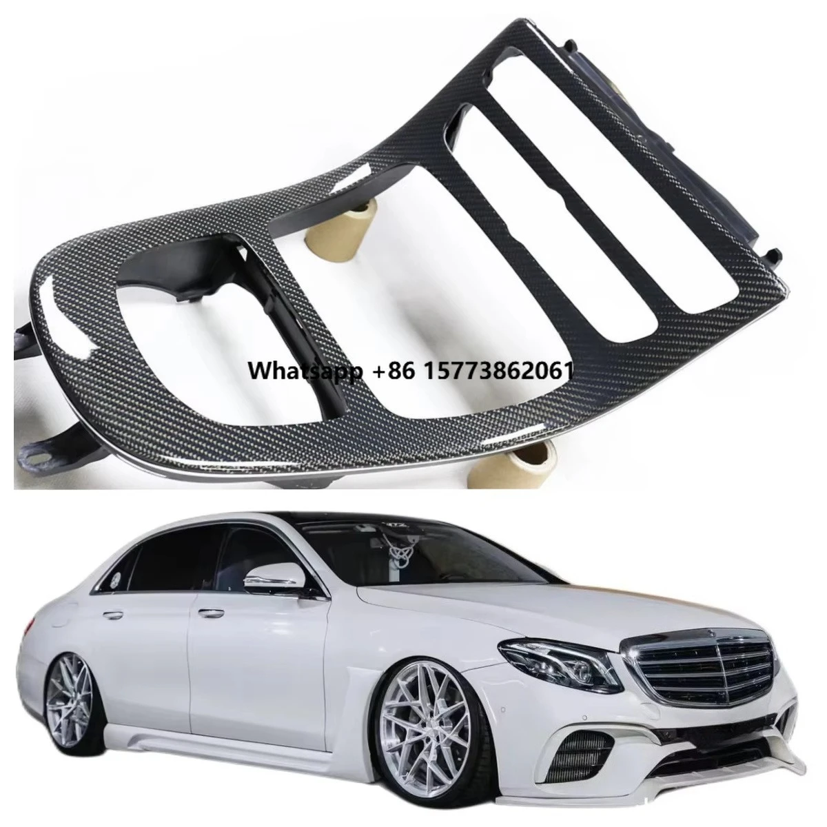 W213 e-Class E53 E63 S LCI 2019 Carbon Fiber Interior Center Console Carbon Fiber Gear Surround Trim Replaceme