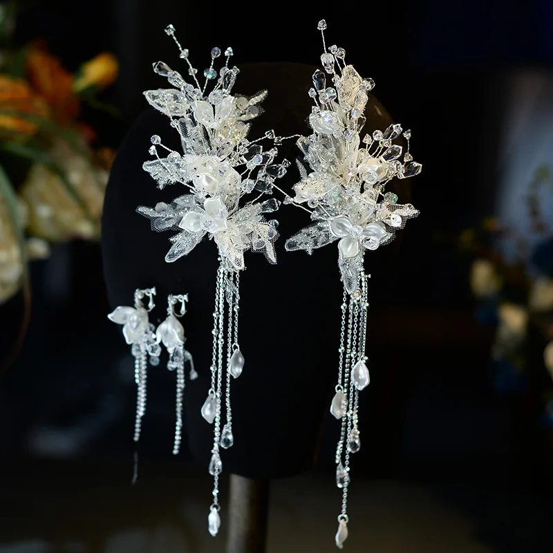 Nieuwe mode handgemaakte bruidshoofdtooi een paar haarclips haaraccessoires bruiloft bruidsjurk make-up haarspeldjes accessoires