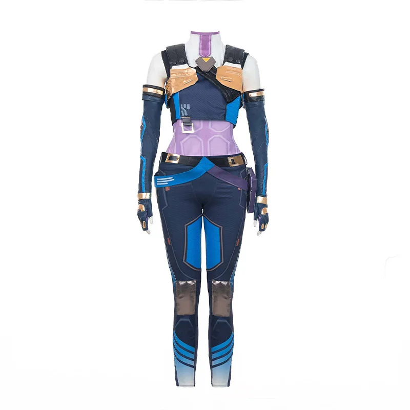 Game Valorant Cosplay Costume Neon Blue Combat Uniform