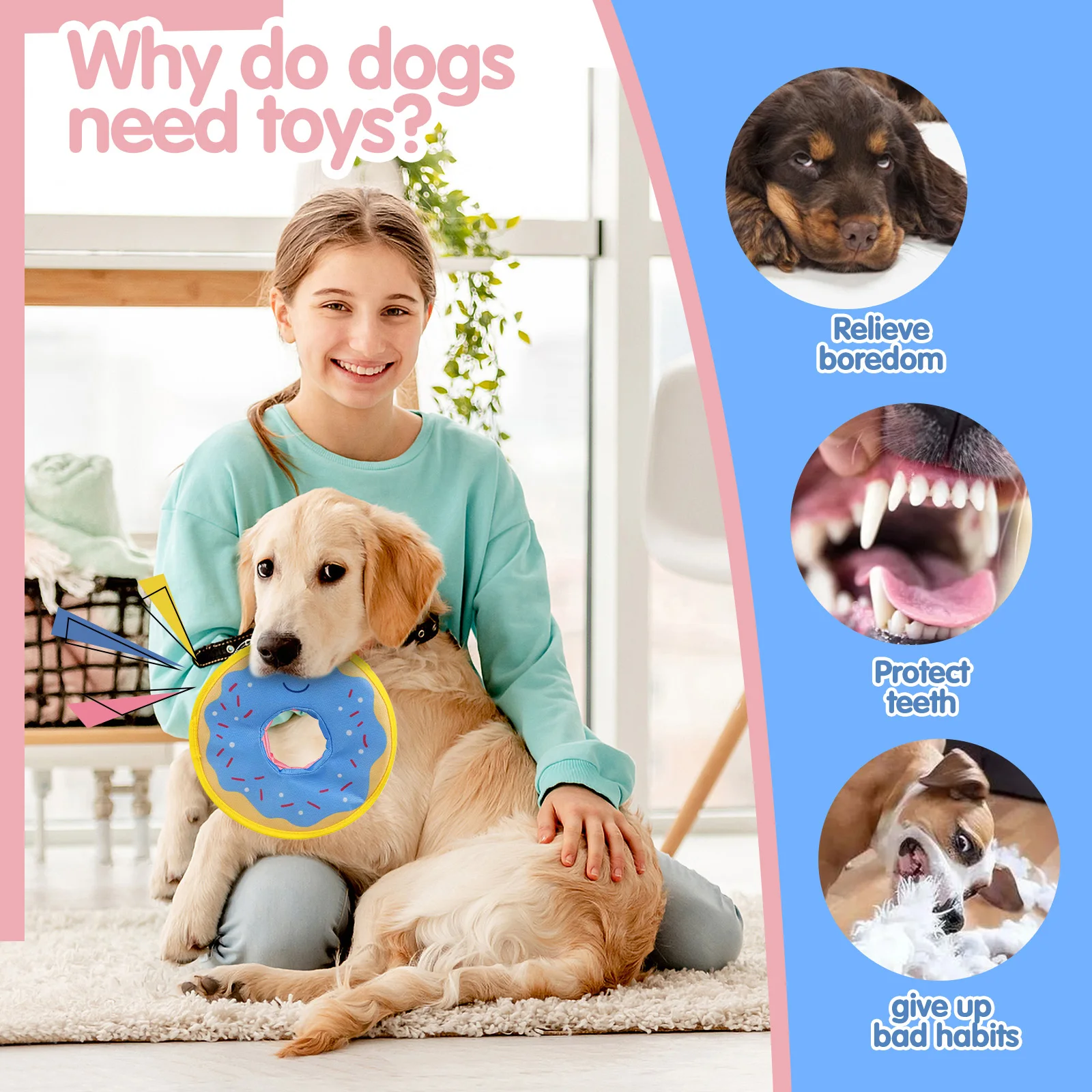 Dog donuts, noisy paper toys, outdoor interactive, squeaking sound, bite resistant, suitable for small and medium-sized dogs