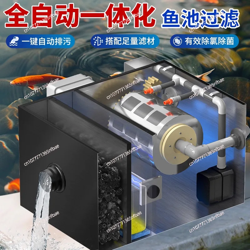 

Автоматическая система фильтров для пруда кои. Циркуляционный фильтр для пруда для рыбы на открытом воздухе с функцией самоочистки и разряда сточных вод.