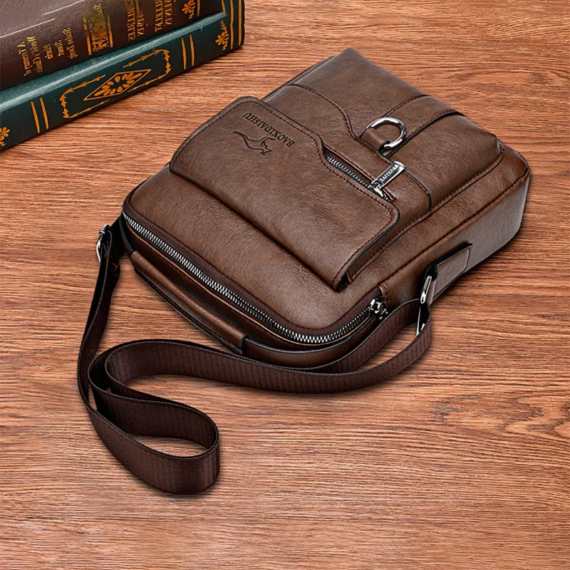 Kangaroo Luxury Brand Men\'s Shoulder Bag Vintage Messenger Bag Leather Men Handbag Split Leather Crossbody Bags For Men 2024 New