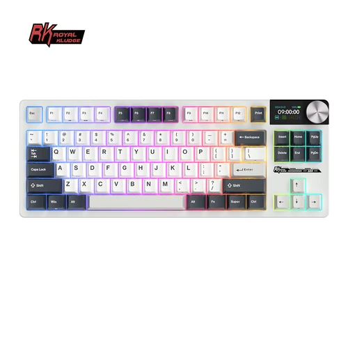 Teclado mecánico RK ROYAL KLUDGE S85 TFT Color Screent, modo Tri inalámbrico, 85 teclas, teclado para jugadores intercambiable en caliente, retroiluminado RGB