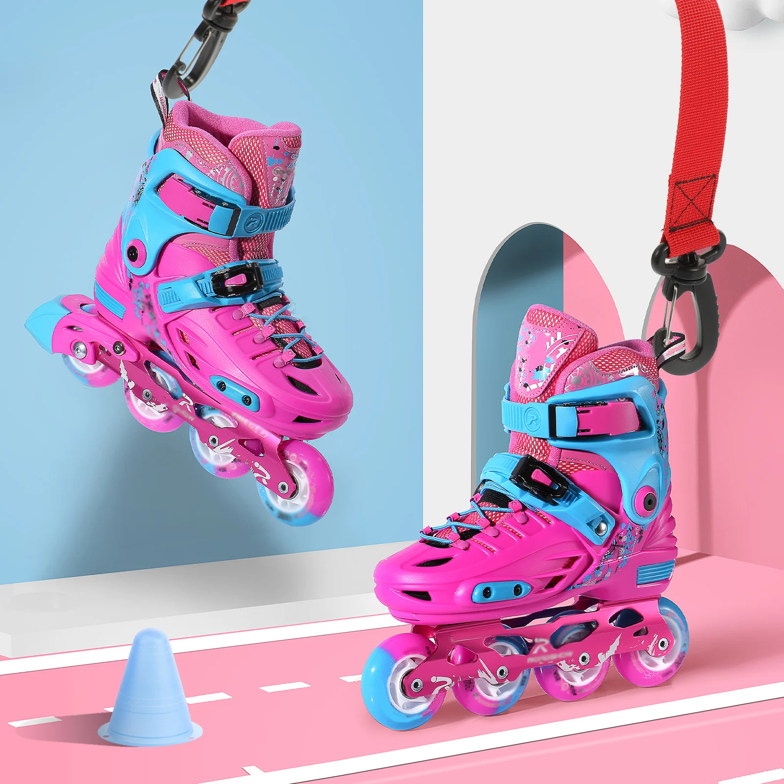 Alça de transporte para patins, 2 peças, resistente, botas de esqui, leve, design dobrável para fácil transporte em inclinações e ao ar livre