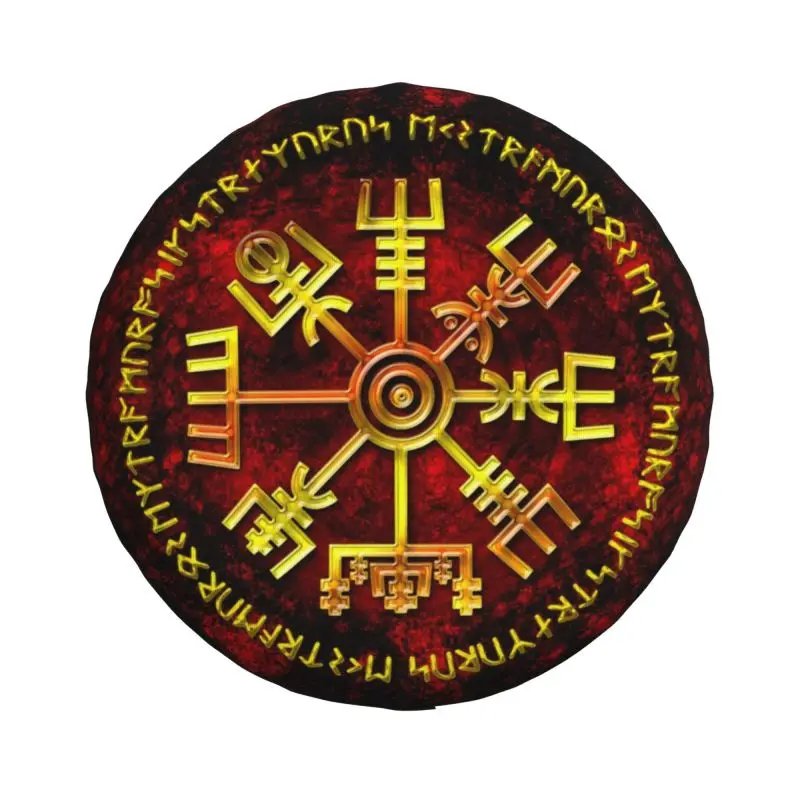 Viking Valhalla Vegvisir Symbol Spare Wheel Cover for Jeep Honda 4x4 RV Custom Runic Compass Tire Protector 14