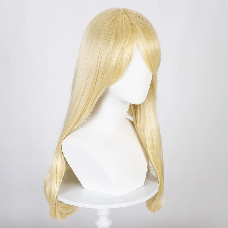 شعر مستعار اصطناعي أشقر طويل مجعد للنساء خط شعر طبيعي مقاوم للحرارة بدون صمغ زي للحفلات التنكرية اليومية #4