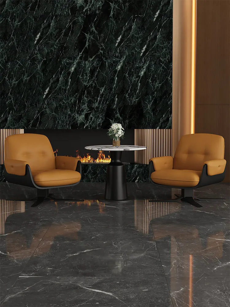 &Single Italian Minimalism Swivel Microfiber Fabric Sofa Chair Carbon Steel Legs Modern Bedroom Home Furniture for Hotel Lobby