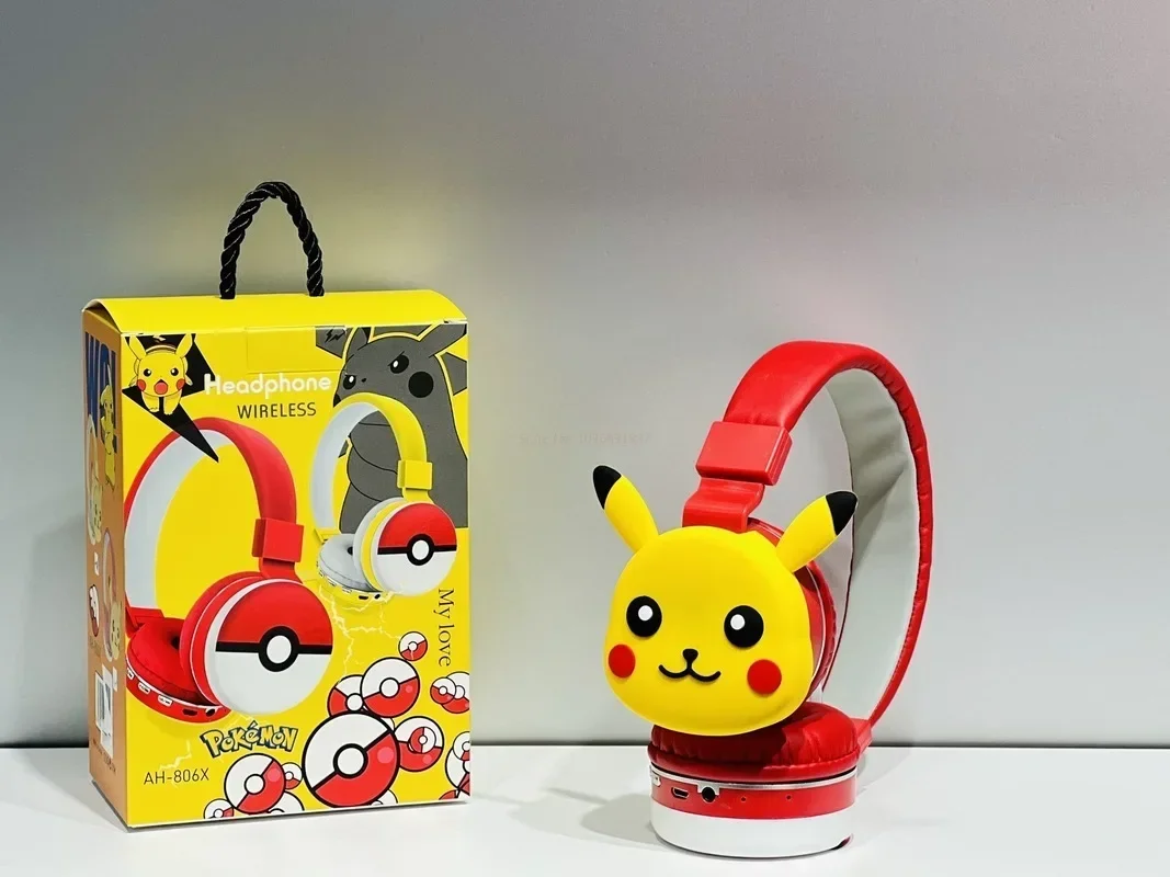 Pokemon Pikachu auriculares Bluetooth auriculares inalámbricos Anime dibujos animados auriculares estéreo con micrófono Hottie regalo de Navidad