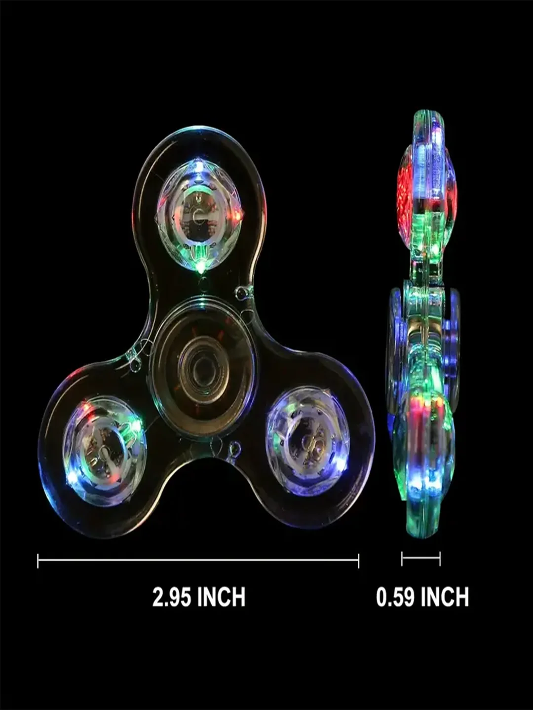 LED イルミネーション フィジェット スピン - クリア、子供と大人向けのストレス解消ハンドトイ、カラフル、フィジェット スピナー