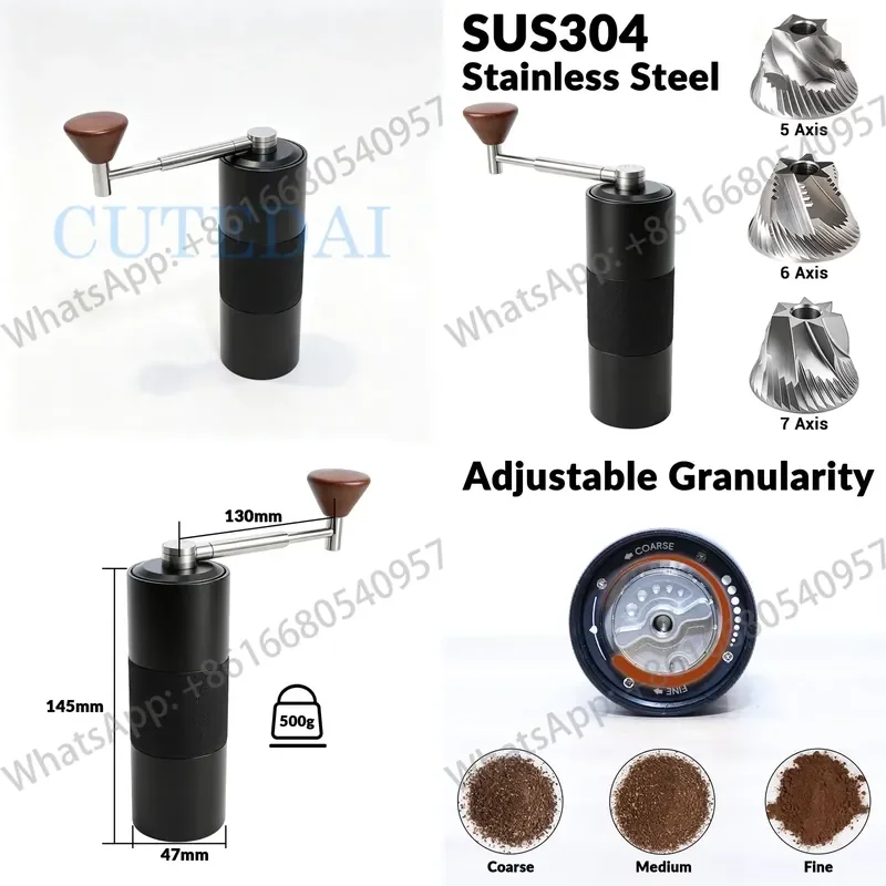 Portable Folding Adjustable Mini Camping Manual Coffee Grinder Stainless Steel Hand Crank Eco-Friendly 25g Capacity Metal