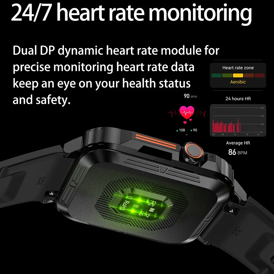 2025 New For Xiaomi Military Smart Watch Men IP68 Outdoor Sports Fitness Tracker 24H Health Monitor 1.95 inch Smartwatches gift